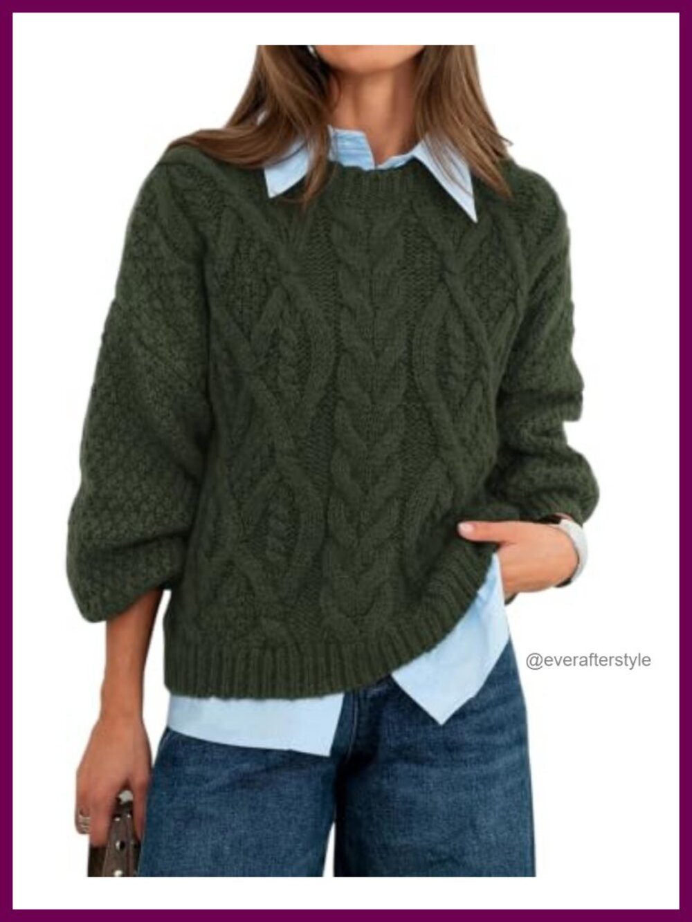 Womens Cable Knit Pullover Sweater Chunky Oversized Crew Neck Long Sleeve Fall